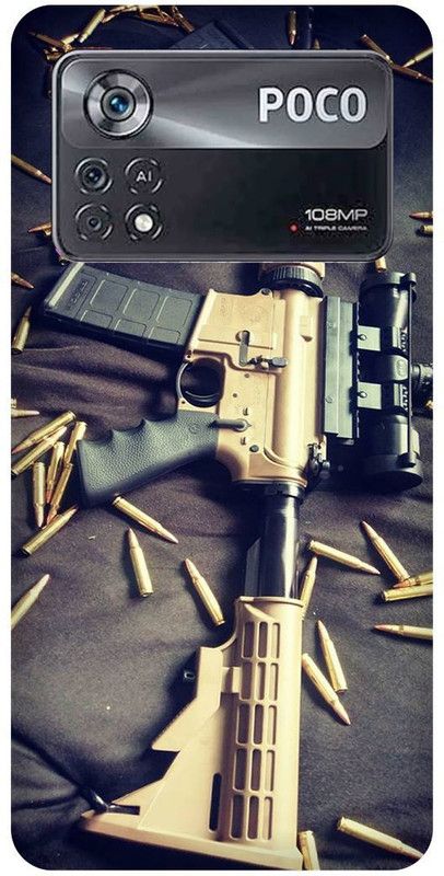 play fast Back Cover for POCO X4 Pro 5G, GUN, RIFFLE, M416, BULLETS, BANDOOK  (Grey, Hard Case, Pack of: 1)