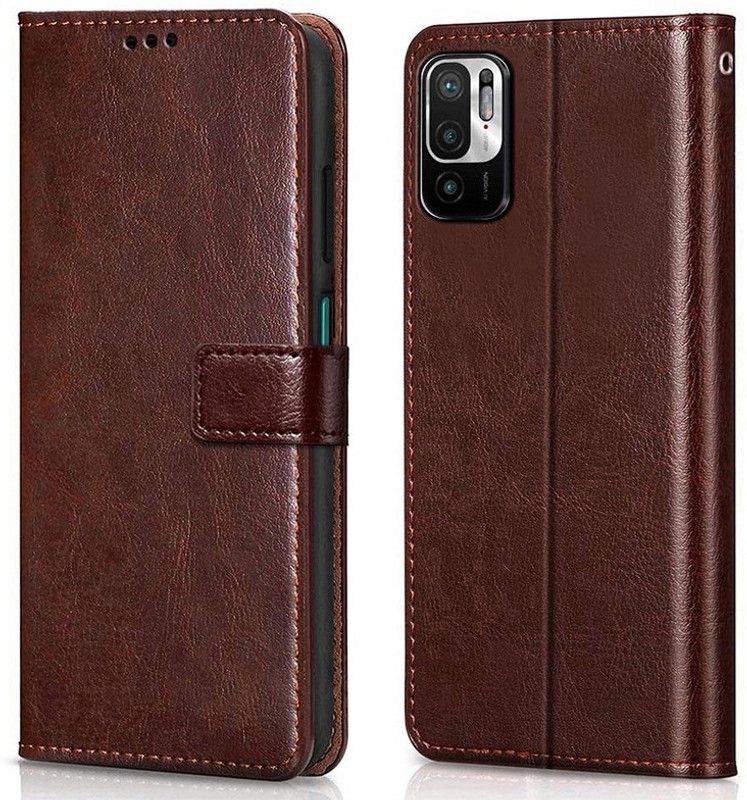 WOW Imagine Flip Cover for Xiaomi Redmi Note 10T 5G | Poco M3 Pro 5G  (Brown, Pack of: 1)