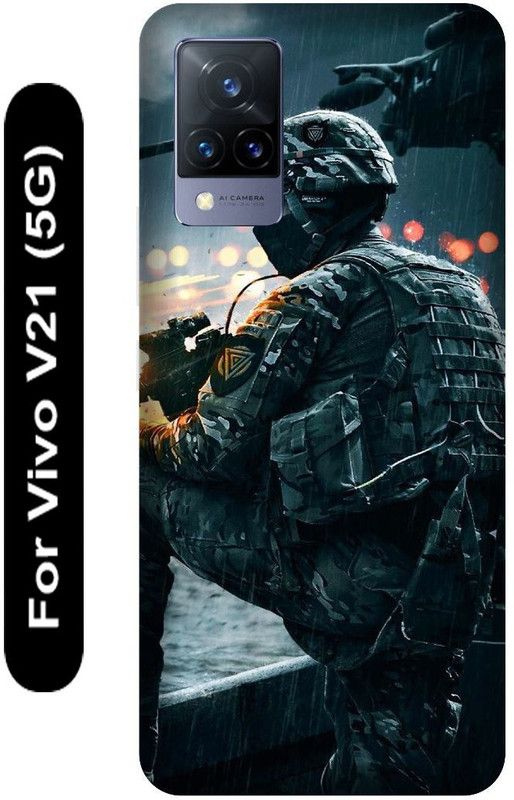 SSMORYA Back Cover for Vivo V21 5G, Soldier gun Printed  (Multicolor, Hard Case, Pack of: 1)