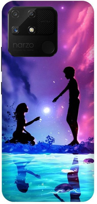 UMPRINT Back Cover for Realme Narzo 50A,RMX3430 Couple Moon Dating Printed Back Cover  (Multicolor, Shock Proof, Pack of: 1)