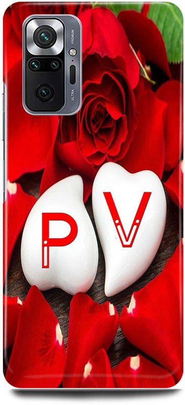 JUGGA Back Cover for Redmi Note 10 Pro, P LOVES V NAME,P NAME, V LETTER, ALPHABET,P LOVE V NAME  (Red, Hard Case, Pack of: 1)
