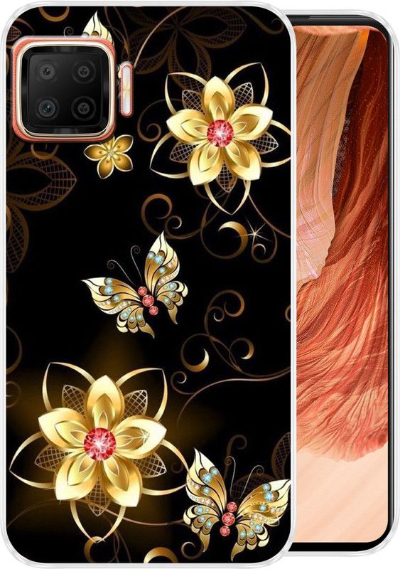 vipax Back Cover for Oppo F17  (Black, Yellow, Silicon, Pack of: 1)