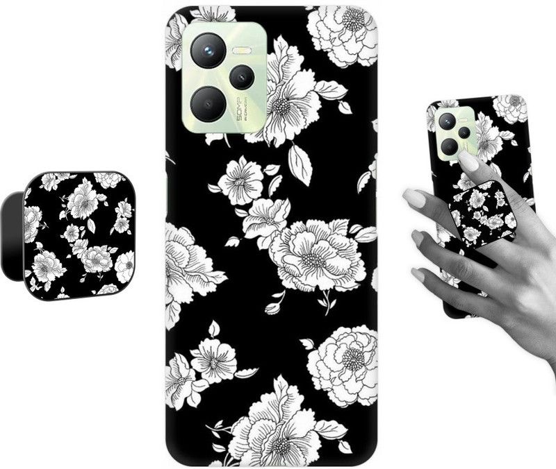 COBIERTAS Back Cover for Realme C35  (Black, Grey, Cases with Holder, Pack of: 2)