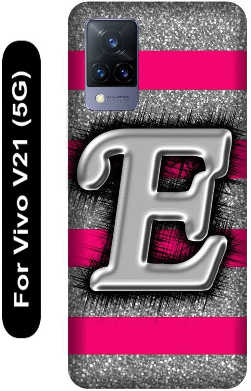 SSMORYA Back Cover for Vivo V21 5G, E Pink Latter Printed  (Multicolor, Hard Case, Pack of: 1)