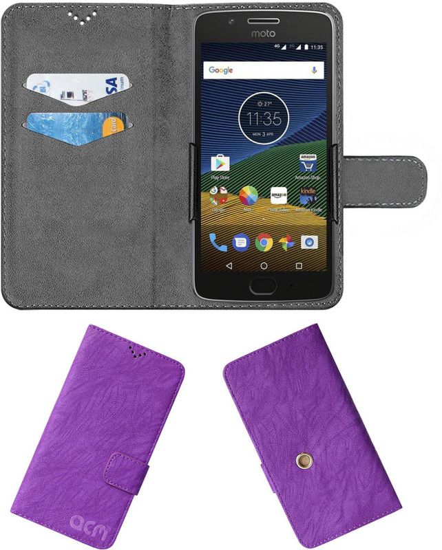 ACM Flip Cover for Motorola Moto G5  (Purple, Cases with Holder, Pack of: 1)