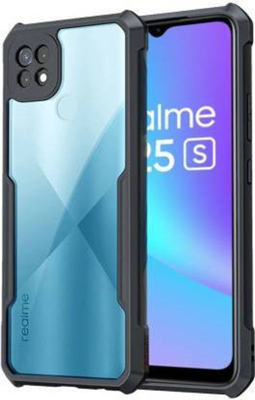 Cafune Back Cover for Realme C12, Realme Narzo 20, Realme C25S, Realme C25, Realme Narzo 30A  (Black, Transparent, Dual Protection, Pack of: 1)