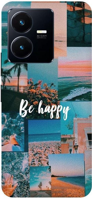 URCHIN Back Cover for Vivo Y22 Be-Happy-Aesthetic-Happy-Cute-12425  (Multicolor, Shock Proof, Pack of: 1)