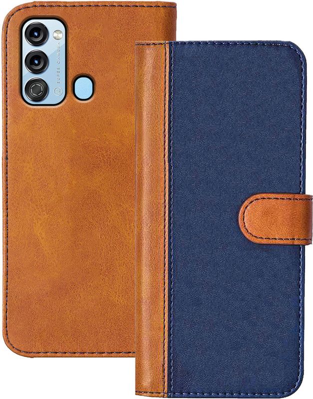 Flipkart SmartBuy Flip Cover for Itel Vision 3  (Blue, Brown, Dual Protection, Pack of: 1)