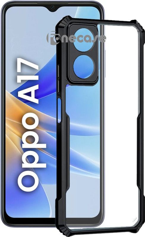 FONECASE Bumper Case for OPPO A17  (Transparent, Black, Dual Protection, Silicon, Pack of: 1)