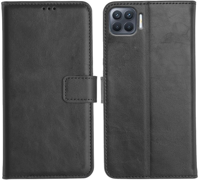 Orosky Flip Cover for Oppo F17 Pro  (Black, Dual Protection)