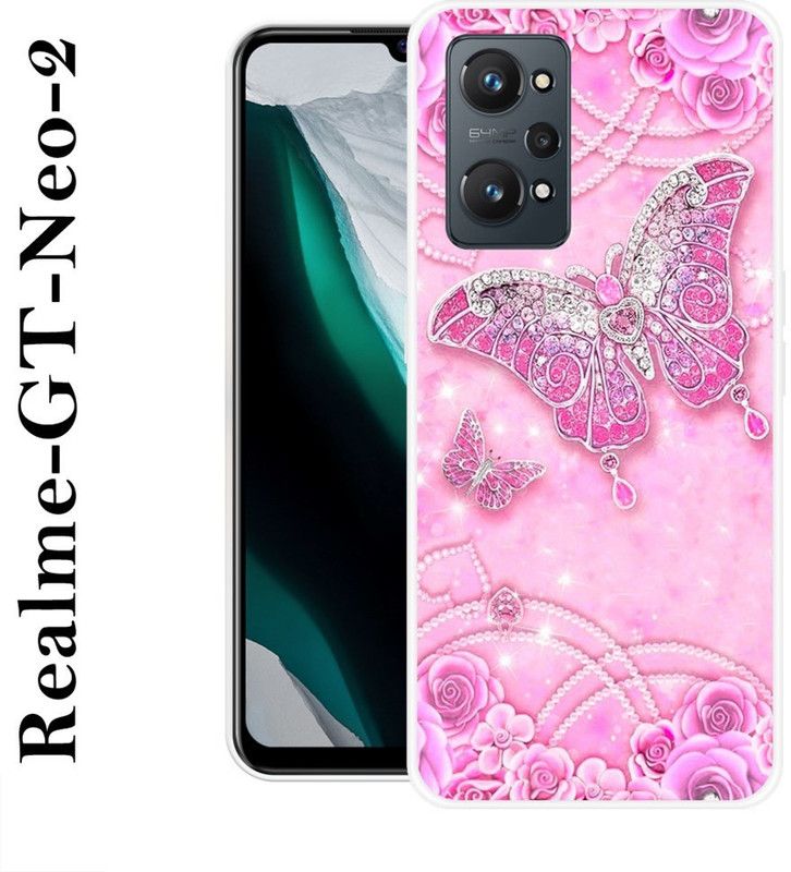 REDFLY Back Cover for Realme GT Neo 2  (Pink, Silver, Silicon)