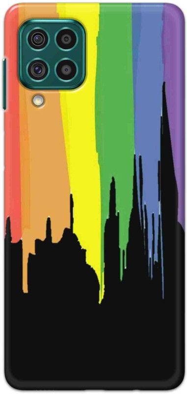NDCOM Back Cover for Samsung Galaxy F62 Rainbow Colors On Black Printed  (Multicolor, Hard Case, Pack of: 1)