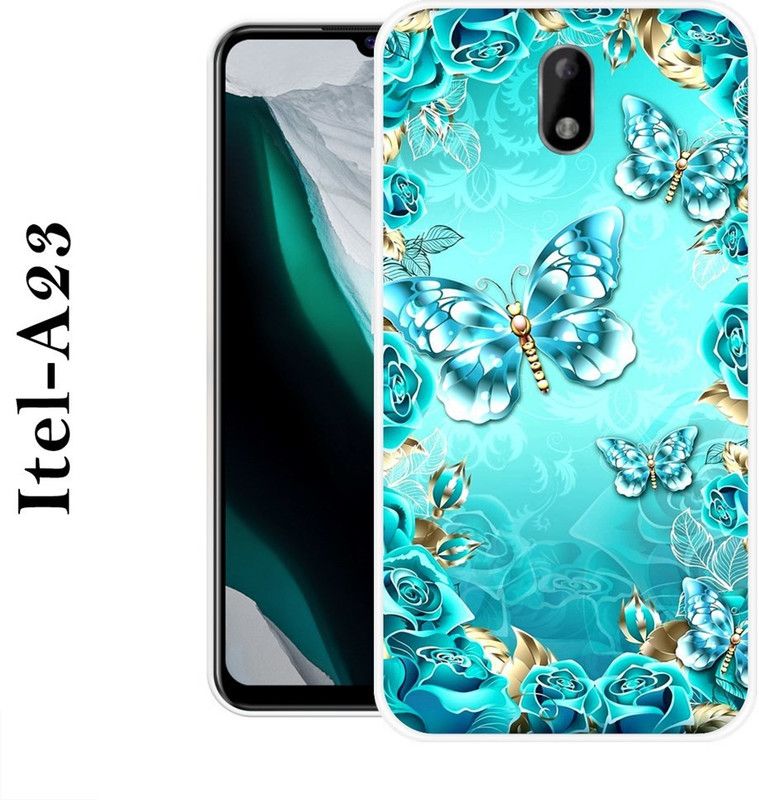 SHIVKUDI Back Cover for Itel A23  (Green, Gold, Silicon)