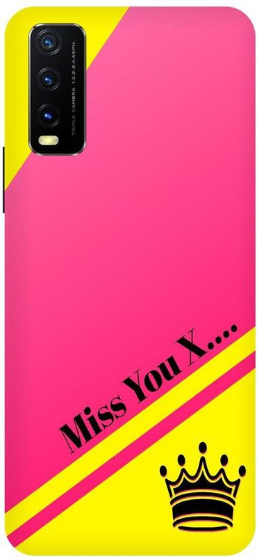 Bluvver Back Cover for Vivo Y12s, V2033, Printed Miss you X Letter Back Cover  (Multicolor, Hard Case, Pack of: 1)