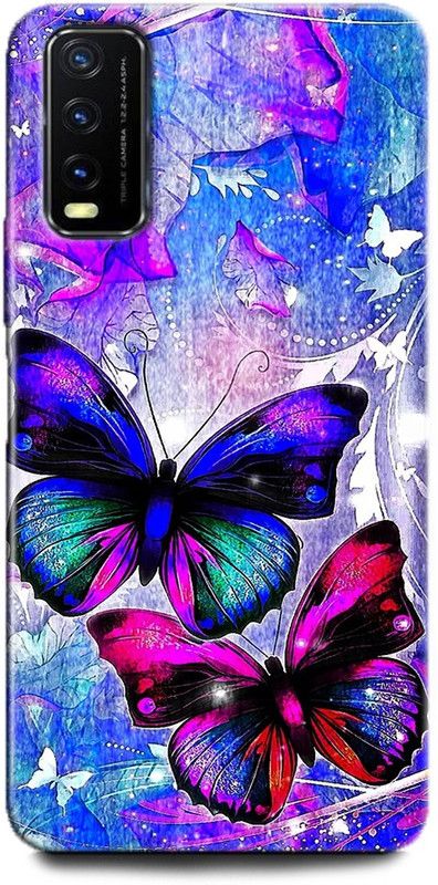 INDICRAFT Back Cover for Vivo Y12G, V2068 BUTTERFLY, GALAXY, GLITTER, COLORFUL, ABSTRACT, TEXTURE  (Multicolor, Dual Protection, Pack of: 1)