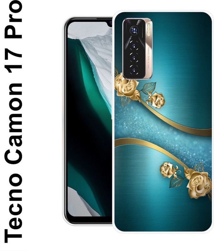 INDIALAND Back Cover for Tecno Camon 17 Pro  (Green, Gold, Silicon)