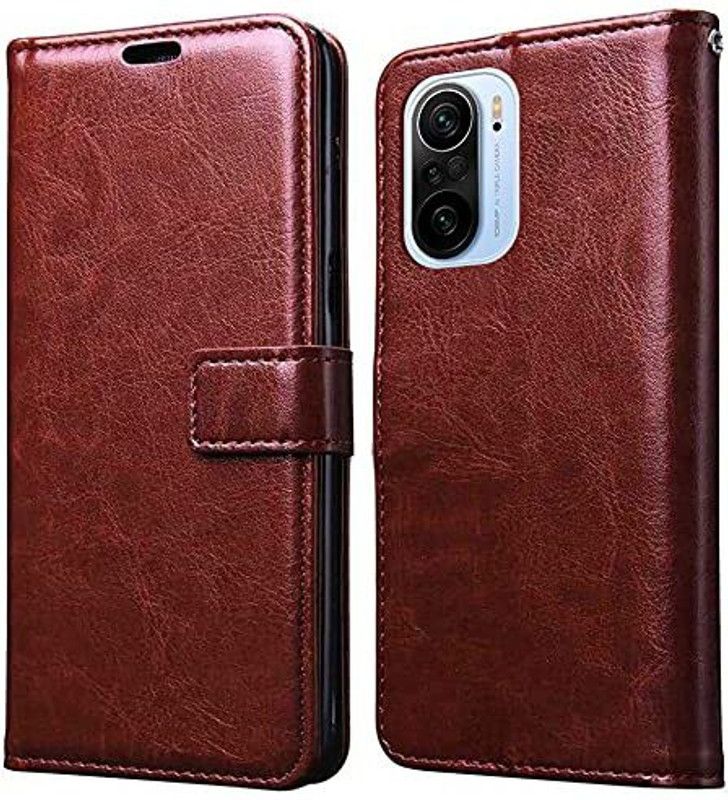 Evett Flip Cover for Mi 11X Leather Vintage Flip Wallet Case Media Veiw Stand  (Brown, Shock Proof, Pack of: 1)