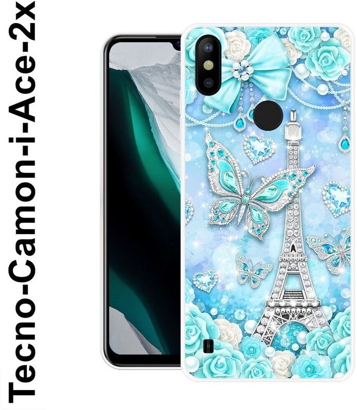 KLC Back Cover for Tecno Camon I Ace 2x  (Blue, Silver, Silicon)