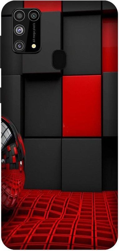Yoprint Back Cover for Samsung Galaxy M31 Prime Red Black Pattern back cover  (Multicolor, Hard Case, Pack of: 1)
