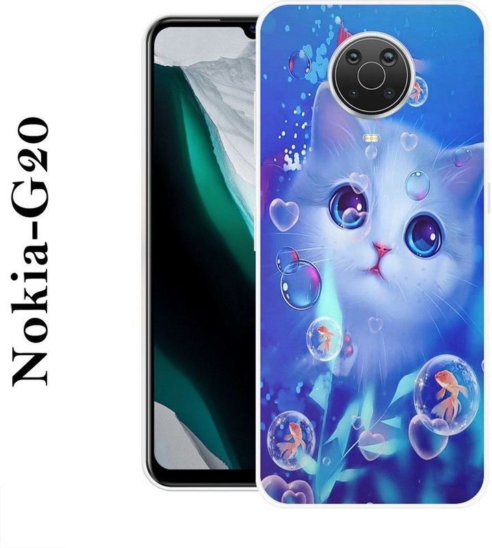 BAGRA Back Cover for Nokia G20  (Blue, White, Silicon)