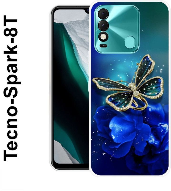 KLC Back Cover for Tecno Spark 8T  (Blue, Gold, Grip Case, Silicon)