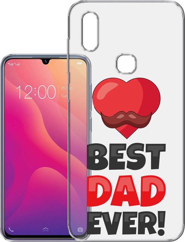 HANIRY Back Cover for Vivo V11 / 1806 back cover / BEST DAD EVER TEXT / Designer / PNG_88  (Multicolor, Flexible, Silicon, Pack of: 1)