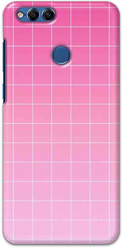 NDCOM Back Cover for Honor 7X Pink Grid Printed  (Multicolor, Hard Case, Pack of: 1)