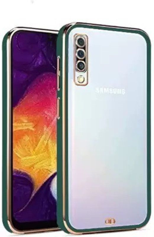 Yebhi Online Back Cover for Samsung Galaxy A50 |Electroplated Silicon Golden Plating Crystal Clear Case|  (Green, Grip Case, Pack of: 1)