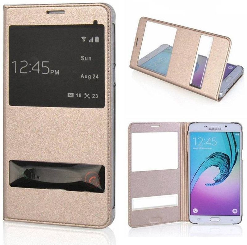 Elica Flip Cover for Samsung Galaxy A6 Plus  (Gold, Shock Proof, Pack of: 1)