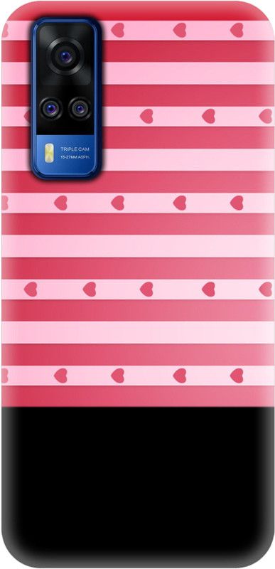 Smutty Back Cover for Vivo Y51, Vivo Y51A - Pink Heart Print  (Multicolor, Hard Case, Pack of: 1)