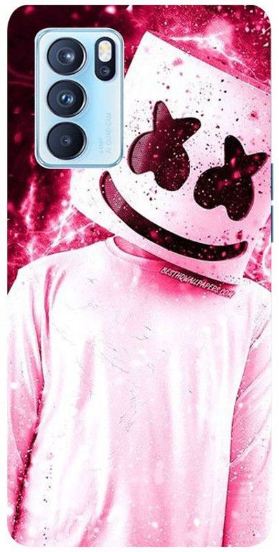 Skyhawk Back Cover for Oppo Reno 6 Pro Pink Marshmallow  (Multicolor, Waterproof, Silicon, Pack of: 1)
