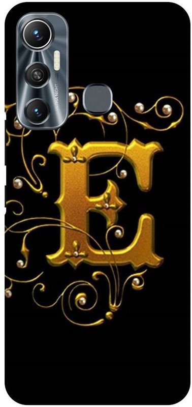 FIKORA Back Cover for Infinix Hot 11, X662, E, NAME, LETTER, ALPHABET, GOLD  (Black, Hard Case, Pack of: 1)