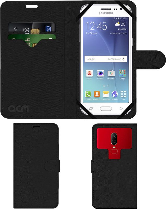 ACM Flip Cover for Samsung J200g 4g  (Black, Cases with Holder, Pack of: 1)