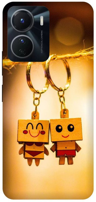 FRONK Back Cover for vivo Y16, V2204, KEY, CHAIN, COUPLE, LOVE  (Gold, Hard Case, Pack of: 1)
