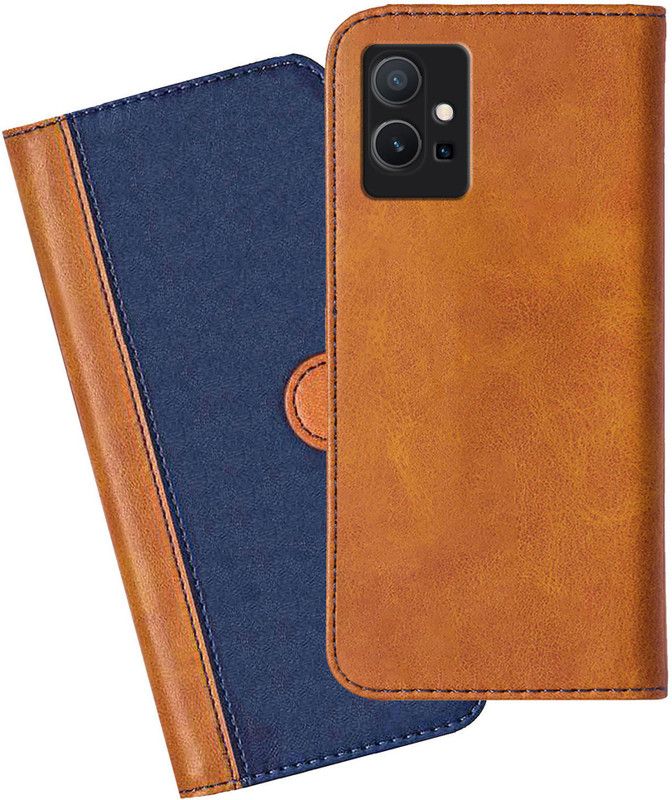 Knotyy Flip Cover for vivo Y75  (Blue, Brown)