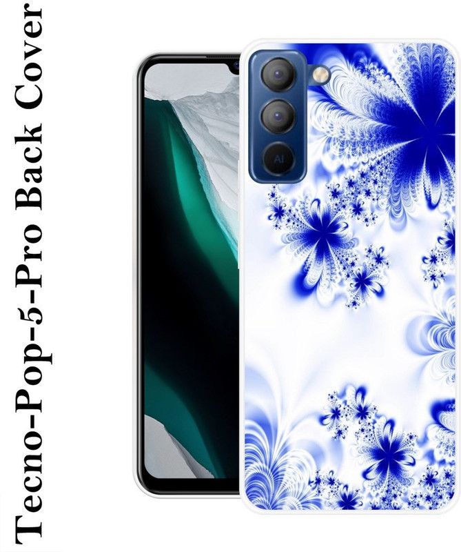 SHIVKUDI Back Cover for Tecno Pop 5 Pro  (Blue, White, Silicon)
