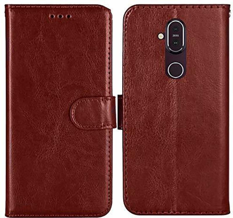 Finaux Flip Cover for Nokia 8.1  (Brown, Pack of: 1)