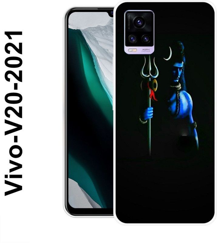 REALKING Back Cover for Vivo V20 2021  (Blue, Black, Silicon)