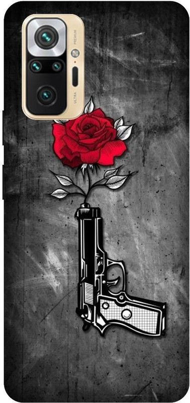 Yoprint Back Cover for Redmi Note 10 Pro Max Gun With Rose Craft,Painting Gun Rose Printed Cover  (Multicolor, Hard Case, Pack of: 1)