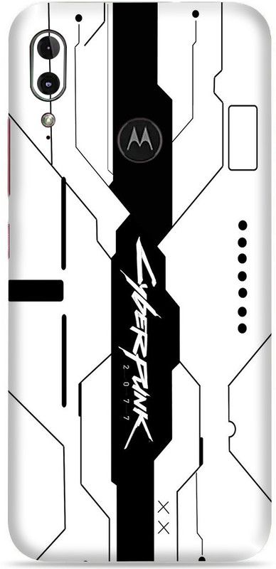 WeCre8 Skin's Motorola E6 Plus Mobile Skin  (Simple White Cyber Multicolor Mobile Skin With Cleaning Wipe)