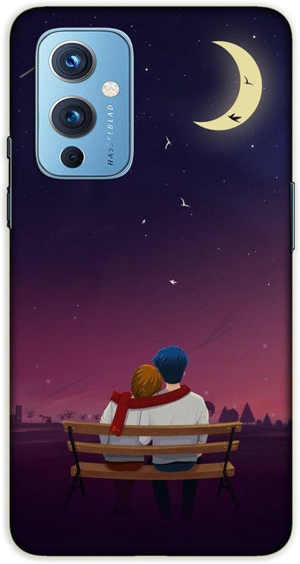 iprinto Back Cover for OnePlus 9 Cute Couple Back Cover  (Purple, Hard Case, Pack of: 1)
