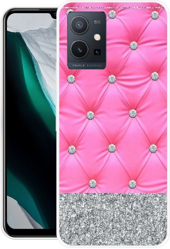 RJ14 (Online) Back Cover for VIVO Y75 5G  (Pink, Silver, Grip Case, Silicon)
