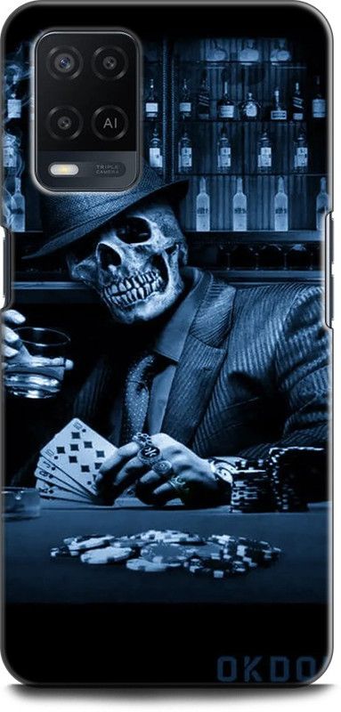 INDICRAFT Back Cover for OPPO A54, CPH2239 SKULL, DARKNESS, GANGSTER, POKER, SMOKE, FUNNY  (Multicolor, Dual Protection, Pack of: 1)