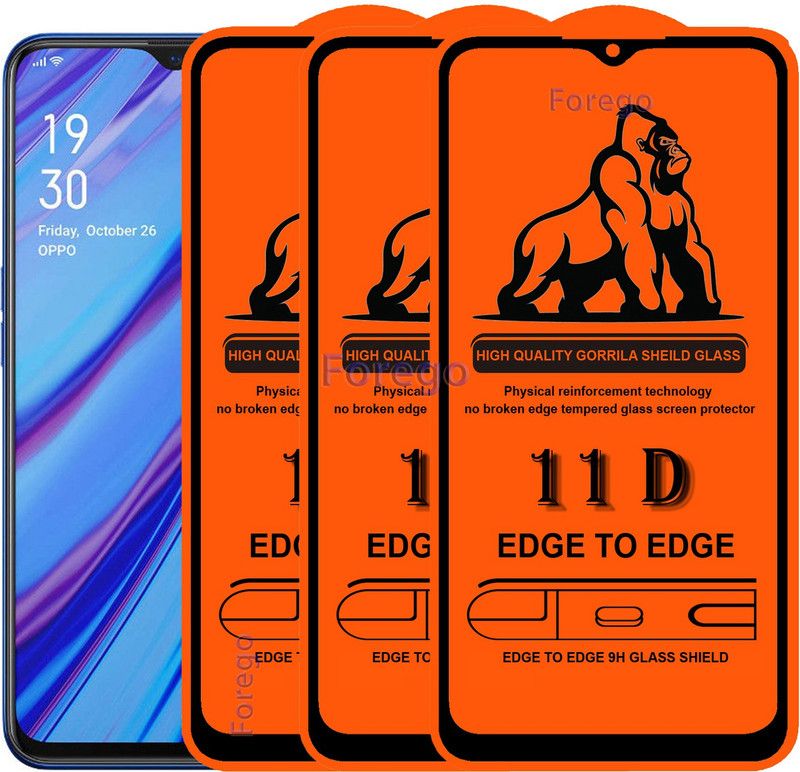 Forego Edge To Edge Tempered Glass for Oppo A9  (Pack of 3)
