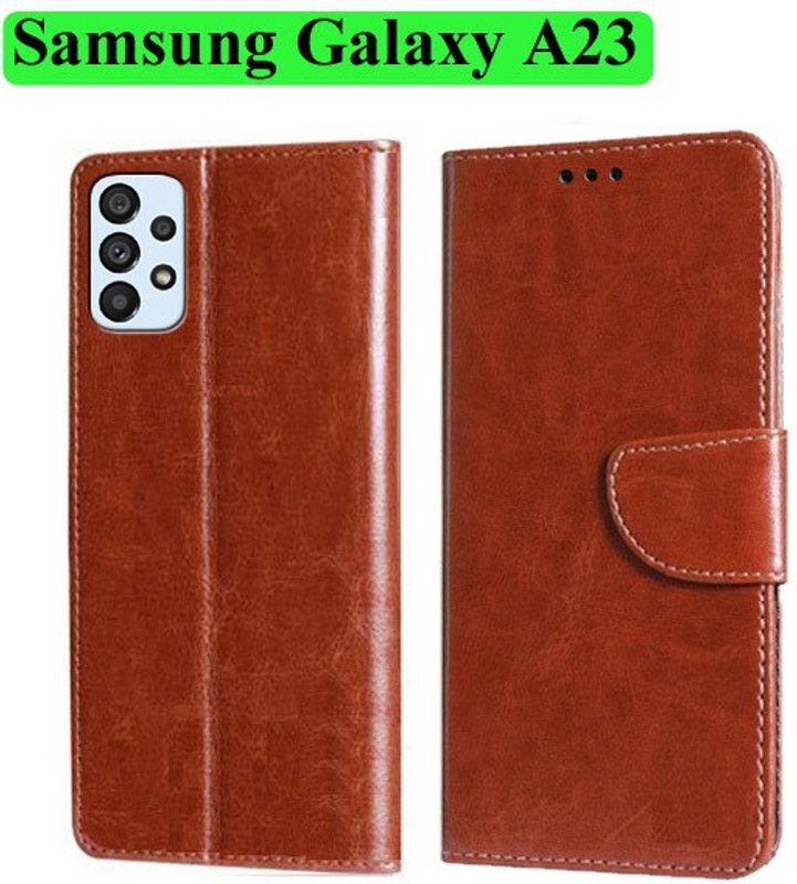Wynhard Flip Cover for Samsung Galaxy A23, Samsung Galaxy A23 5G  (Brown, Grip Case, Pack of: 1)