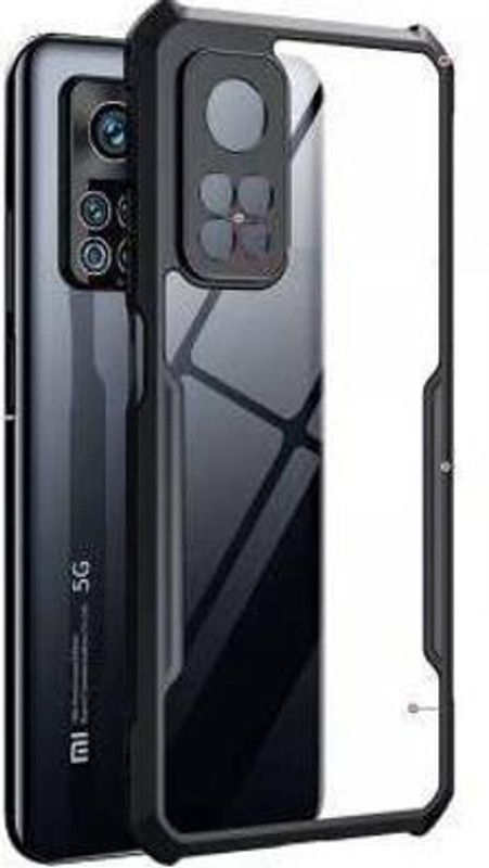 EmptyMinds Back Cover for Redmi 10T  (Black, Transparent, Dual Protection, Pack of: 1)