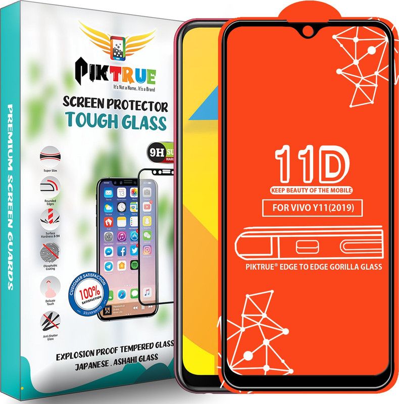 PikTrue Edge To Edge Tempered Glass for Vivo Y11  (Pack of 1)