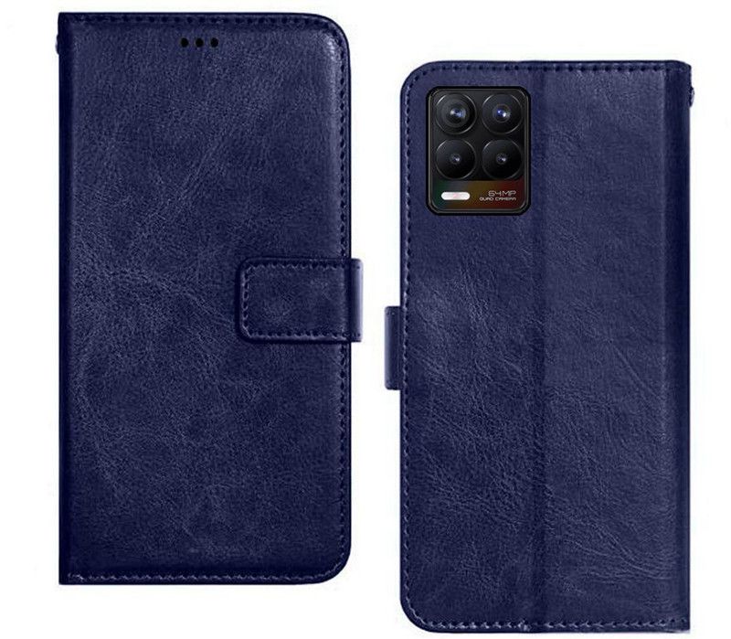 Accurazo Flip Cover for Realme 8  (Blue, Dual Protection, Pack of: 1)