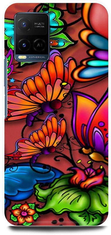 play fast Back Cover for Vivo Y21E BUTTERFLY, COLORFULL, BUTTERFLY  (Multicolor, Hard Case, Pack of: 1)