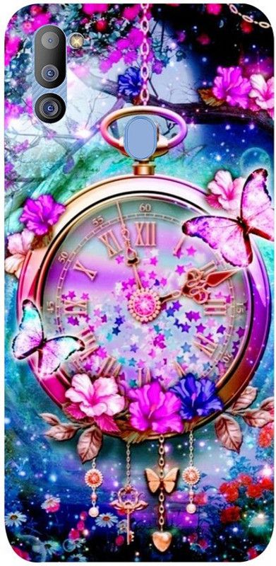 Golden Mask Back Cover for Sky Hawk Back Cover For Samsung Galaxy M21 Multicolor Butterfly And Pocket Clock  (Multicolor, Waterproof, Silicon, Pack of: 1)